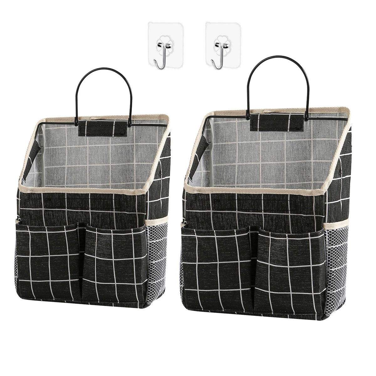 2 Pack Wall Hanging Storage Bag,Wall Hanging Organizer with Pockets, Hanging storage basket for Dormitory Bathroom Bedroom (Grey-upgraded)