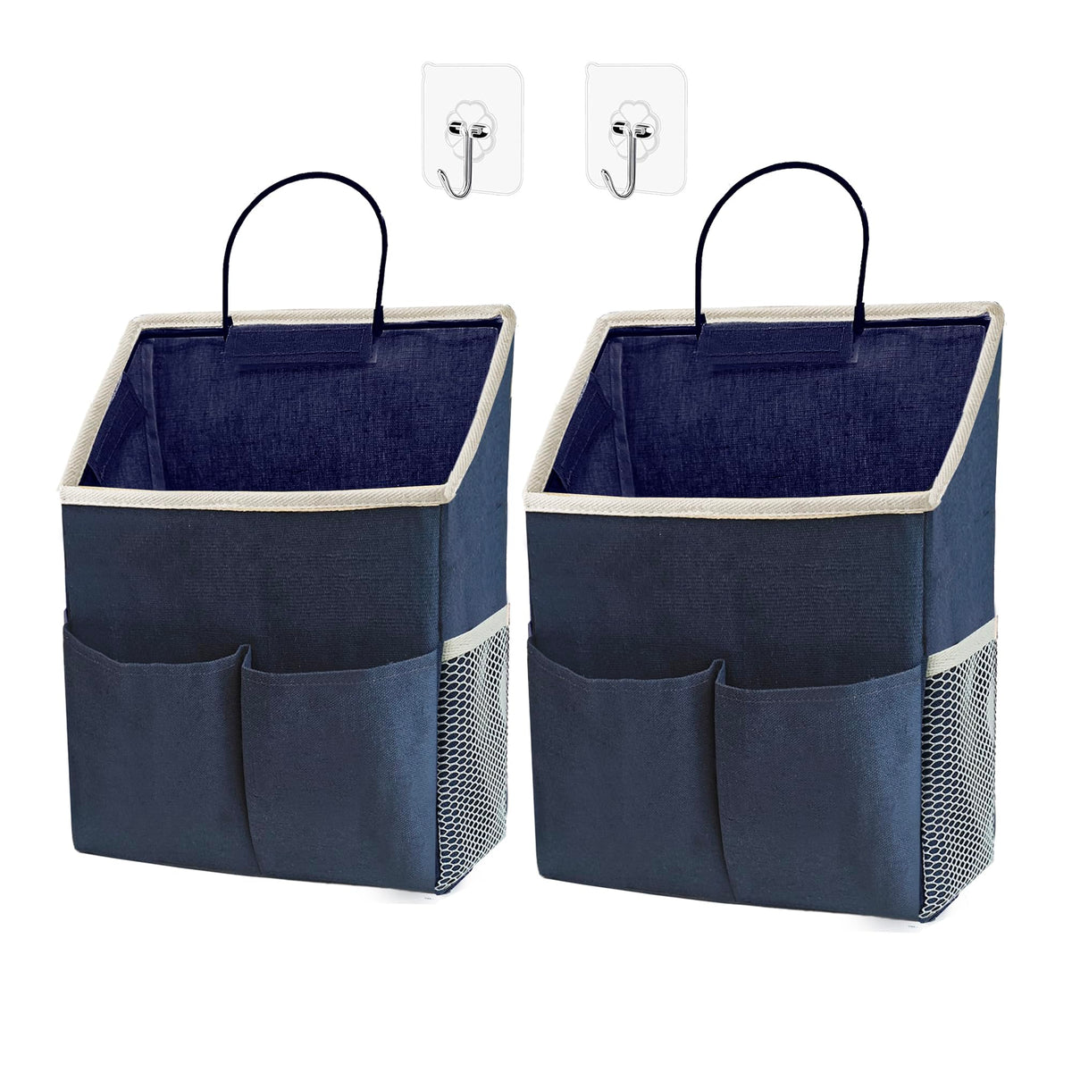 2 Pack Wall Hanging Storage Bag,Wall Hanging Organizer with Pockets, Hanging storage basket for Dormitory Bathroom Bedroom (Grey-upgraded)