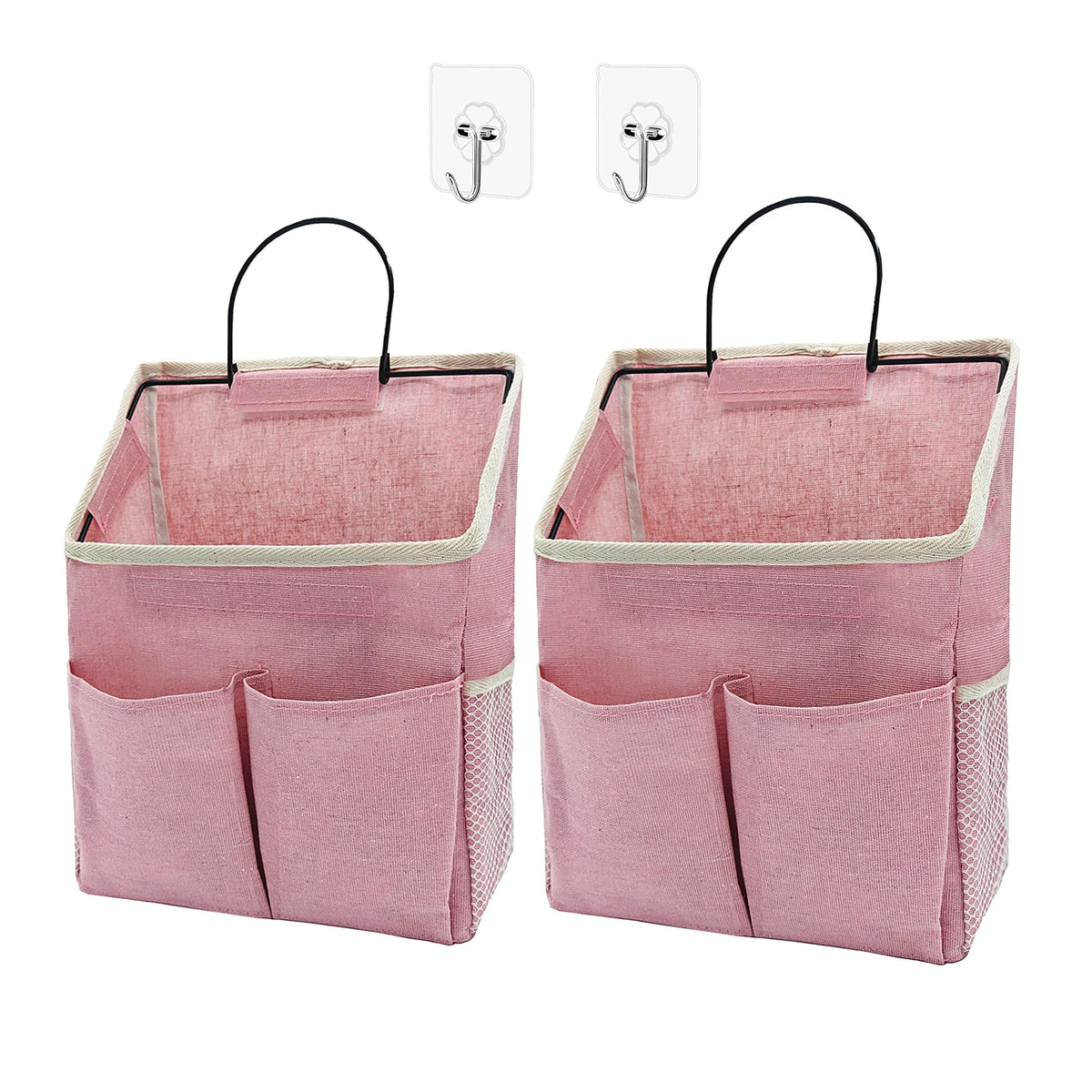 2 Pack Wall Hanging Storage Bag,Wall Hanging Organizer with Pockets, Hanging storage basket for Dormitory Bathroom Bedroom (Grey-upgraded)