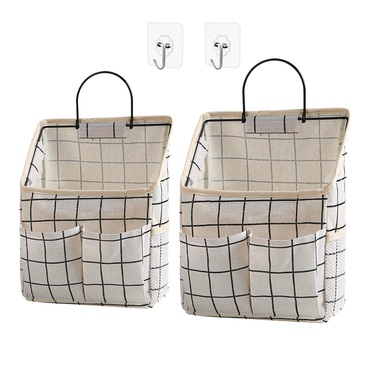 2 Pack Wall Hanging Storage Bag,Wall Hanging Organizer with Pockets, Hanging storage basket for Dormitory Bathroom Bedroom (Grey-upgraded)