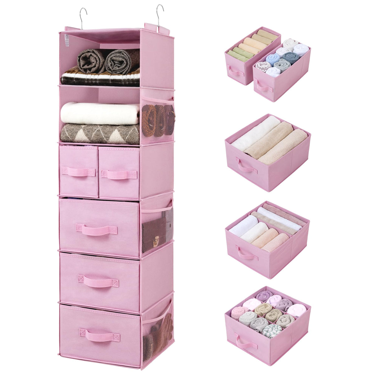 GRANNY SAYS Hanging Closet Organizer, 5 Drawers, 6 Shelves, 6 Pockets, Gray