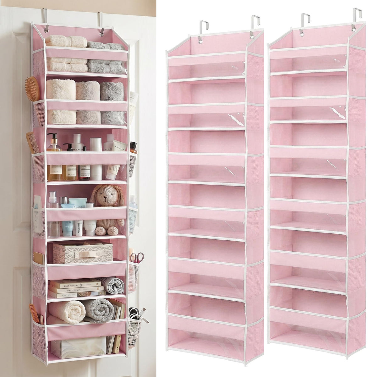 HOMELUX THEORY Over the Door Organizer, 6-Tier, 100D Fabric, Ivory 1pc