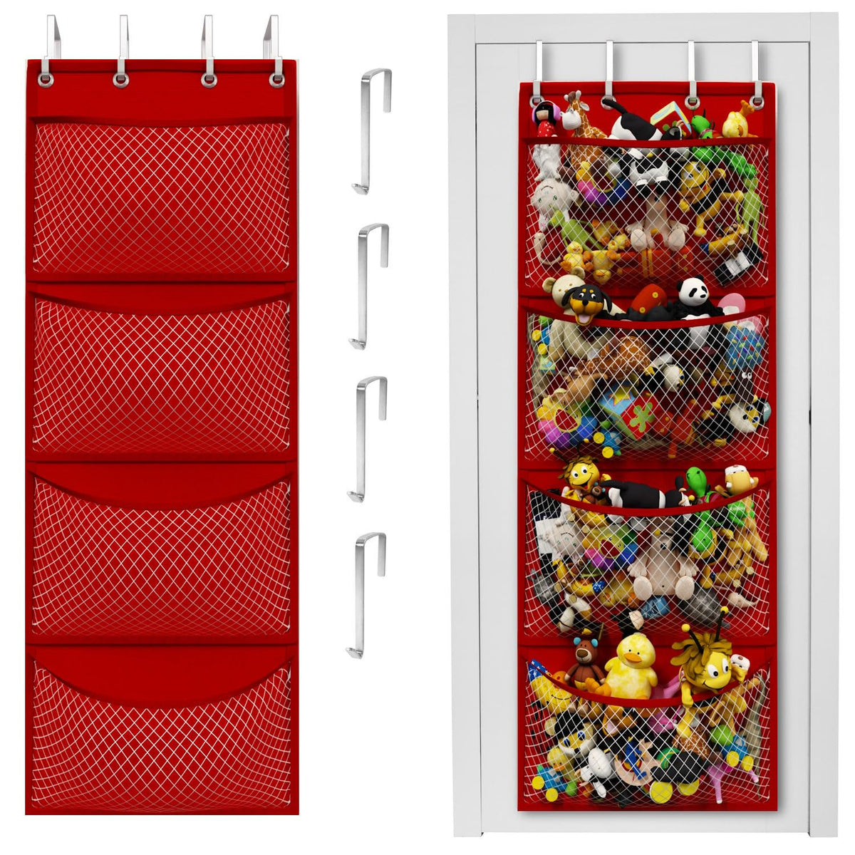 Honeyera The Original Stuffed Animal Storage (Patented) - Over Door Organizer for Stuffies, Baby Ideas Holder, Toy Plush Hammock Hanging Net Big Girls Toddler Large Bag Animals Stuffy Behind