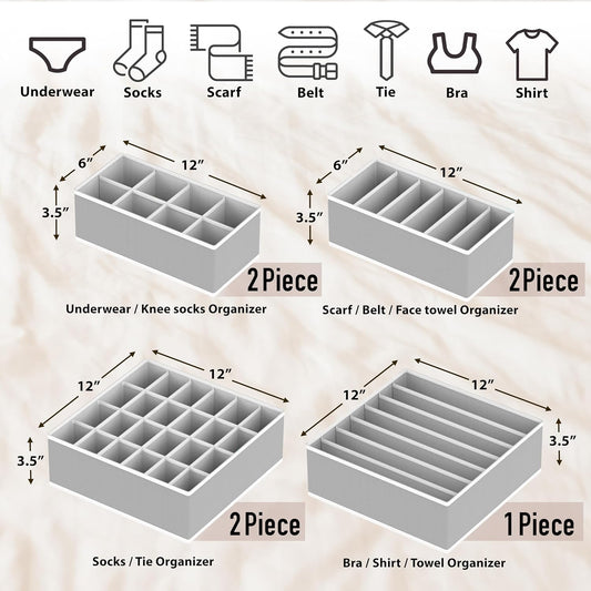 Simple Houseware Closet Underwear Organizer Drawer Divider Assorted 7 pcs