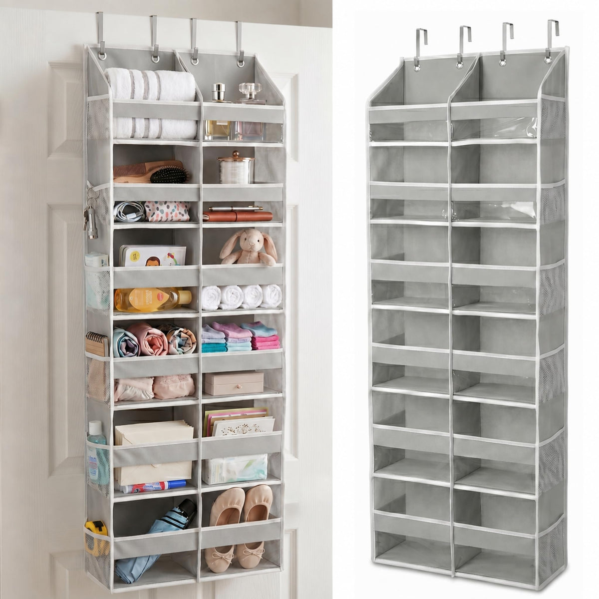 HOMELUX THEORY Over the Door Organizer, 6-Tier, 100D Fabric, Ivory 1pc