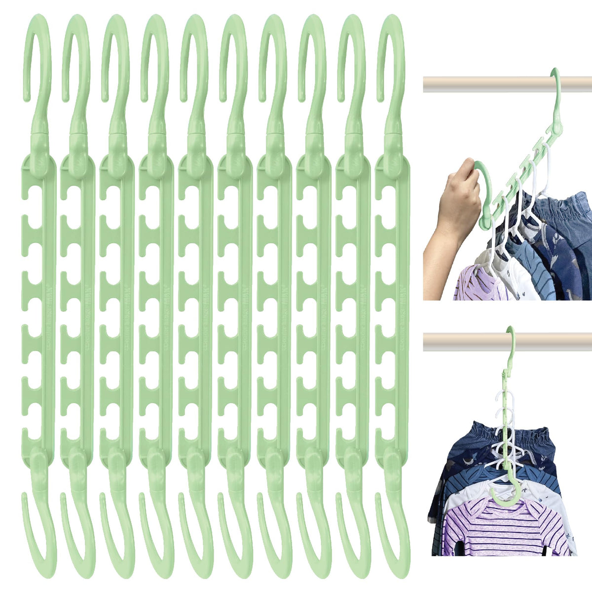 Wonder Hanger Max Space Saving Closet Hangers, 10-Pack, 360° Swivel, Grey