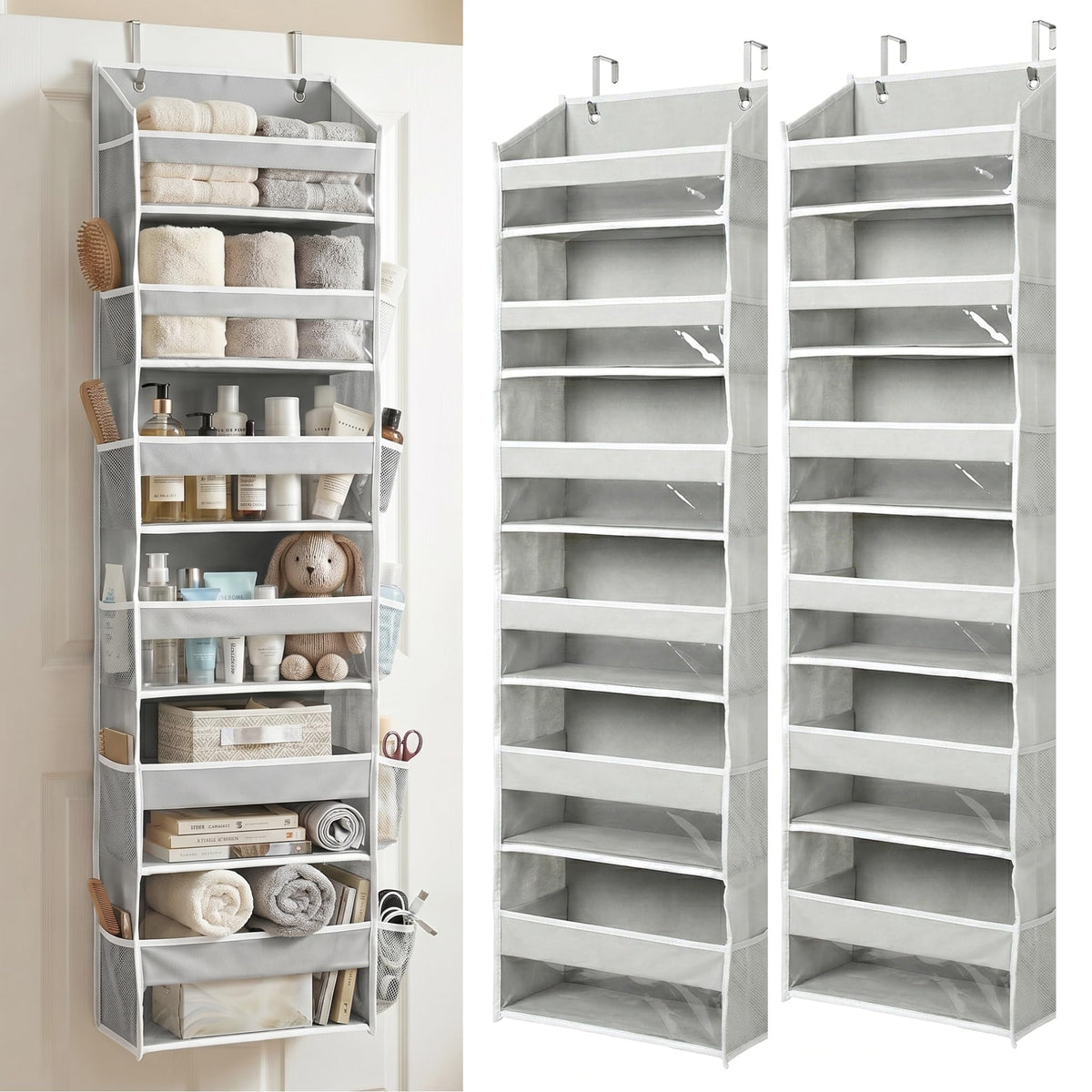 HOMELUX THEORY Over the Door Organizer, 6-Tier, 100D Fabric, Ivory 1pc