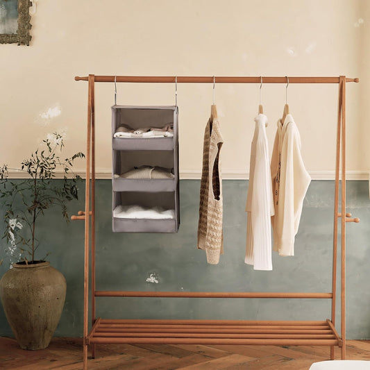 GRANNY SAYS 3-Shelf Hanging Closet Organizer, Foldable Storage, Gray