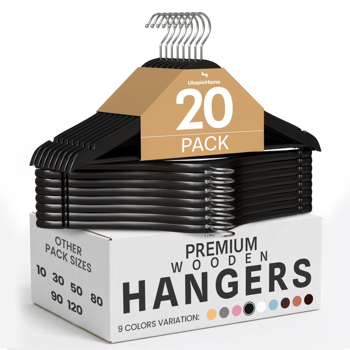 Utopia Home Wooden Hangers 90 Pack – Slim Suit Hangers Natural