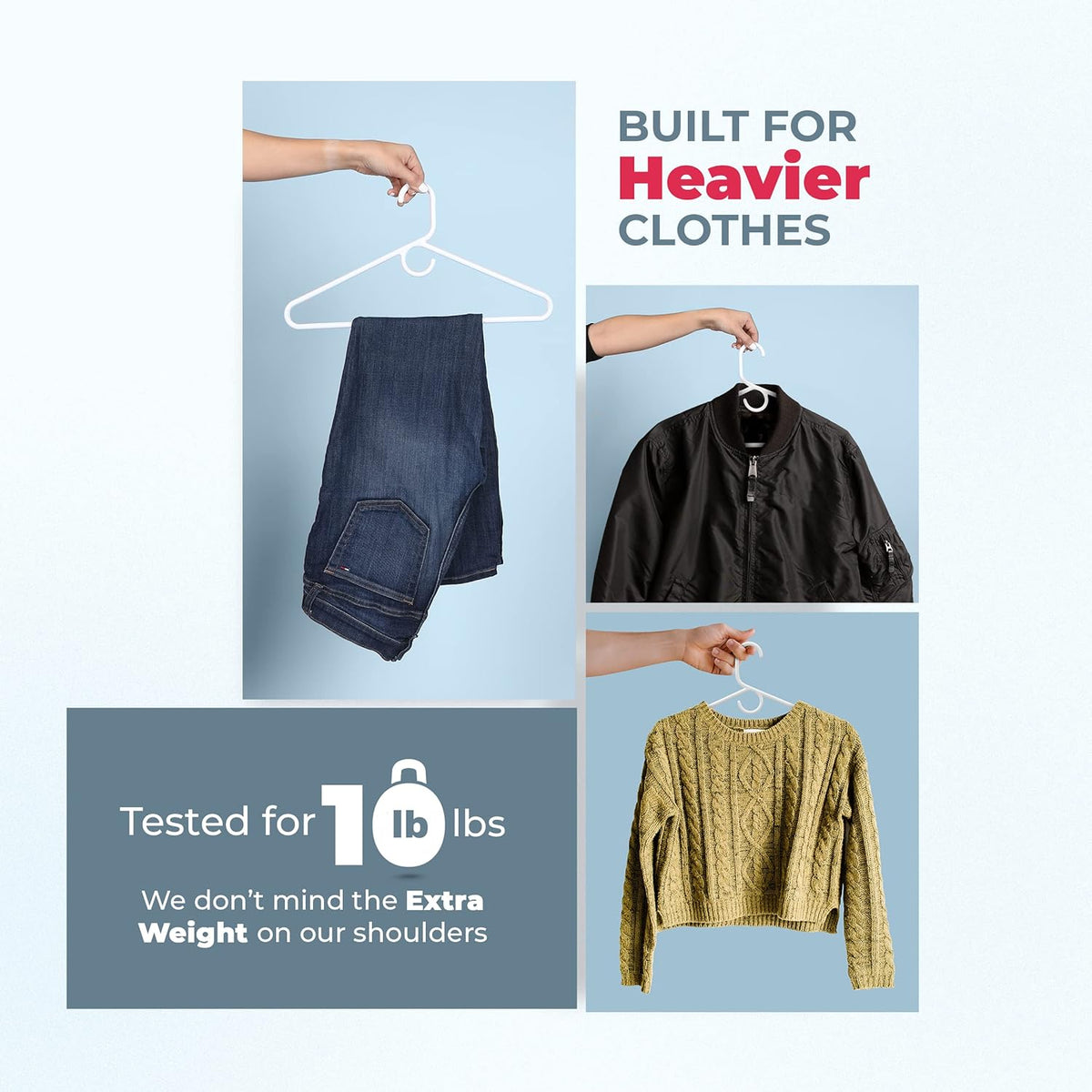 Heavy Duty Clothes Hangers 36 Pack – Made in The USA – 8lb Capacity Plastic Hangers for Adult Clothing – Durable for Pants, Coats, Jackets, or Jeans – White