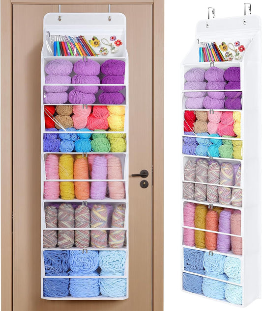 Univivi Hanging Yarn Storage Organizer, 6 Tiers Yarn Storage, Clear White