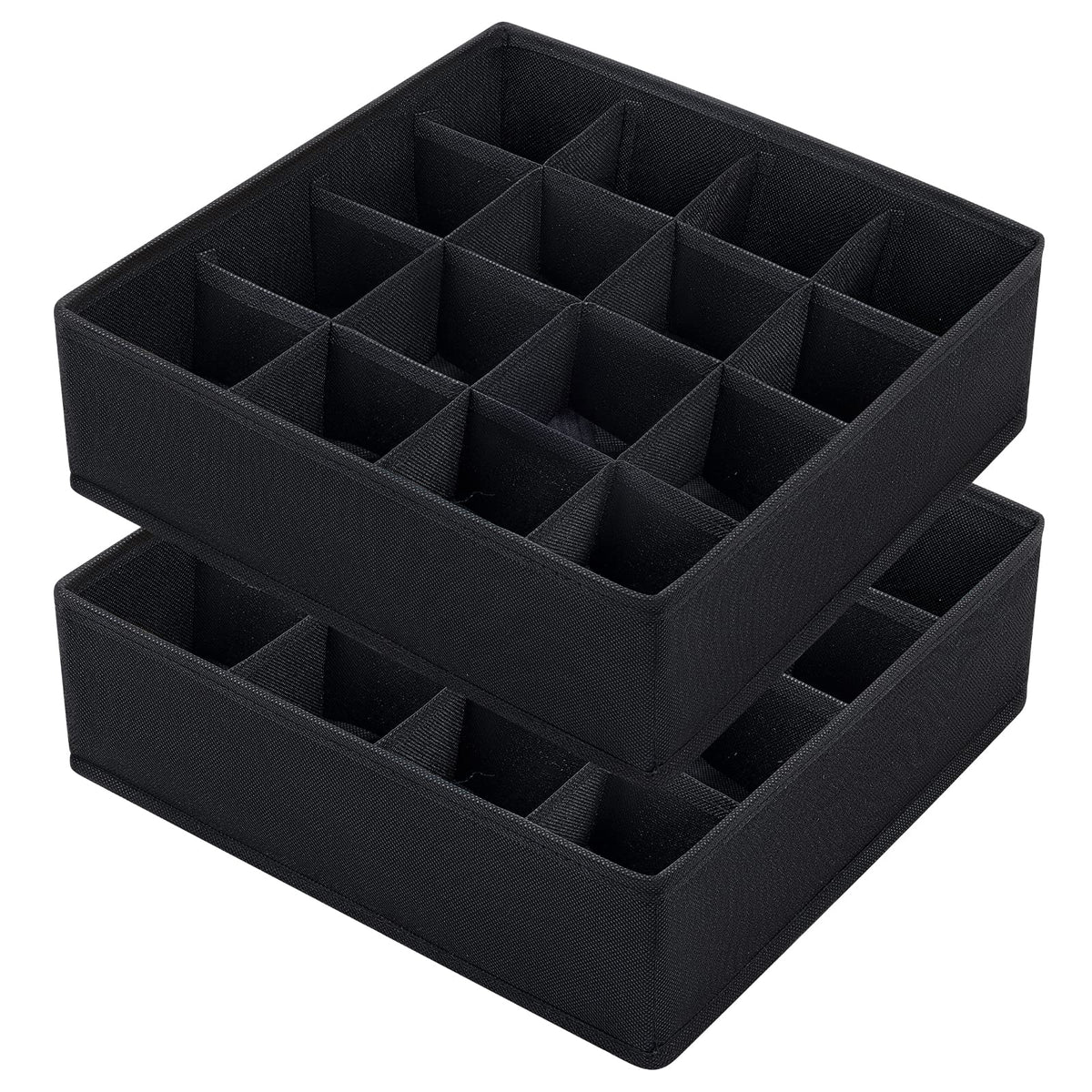 joyoldelf Sock Drawer Organizer Divider 2 Packs Underwear Organizer, 24 Cell Closet Organizers and Storage Organizer Sock Holders Organizers for Storing Socks, Handkerchiefs, Ties, Belts (Grey)