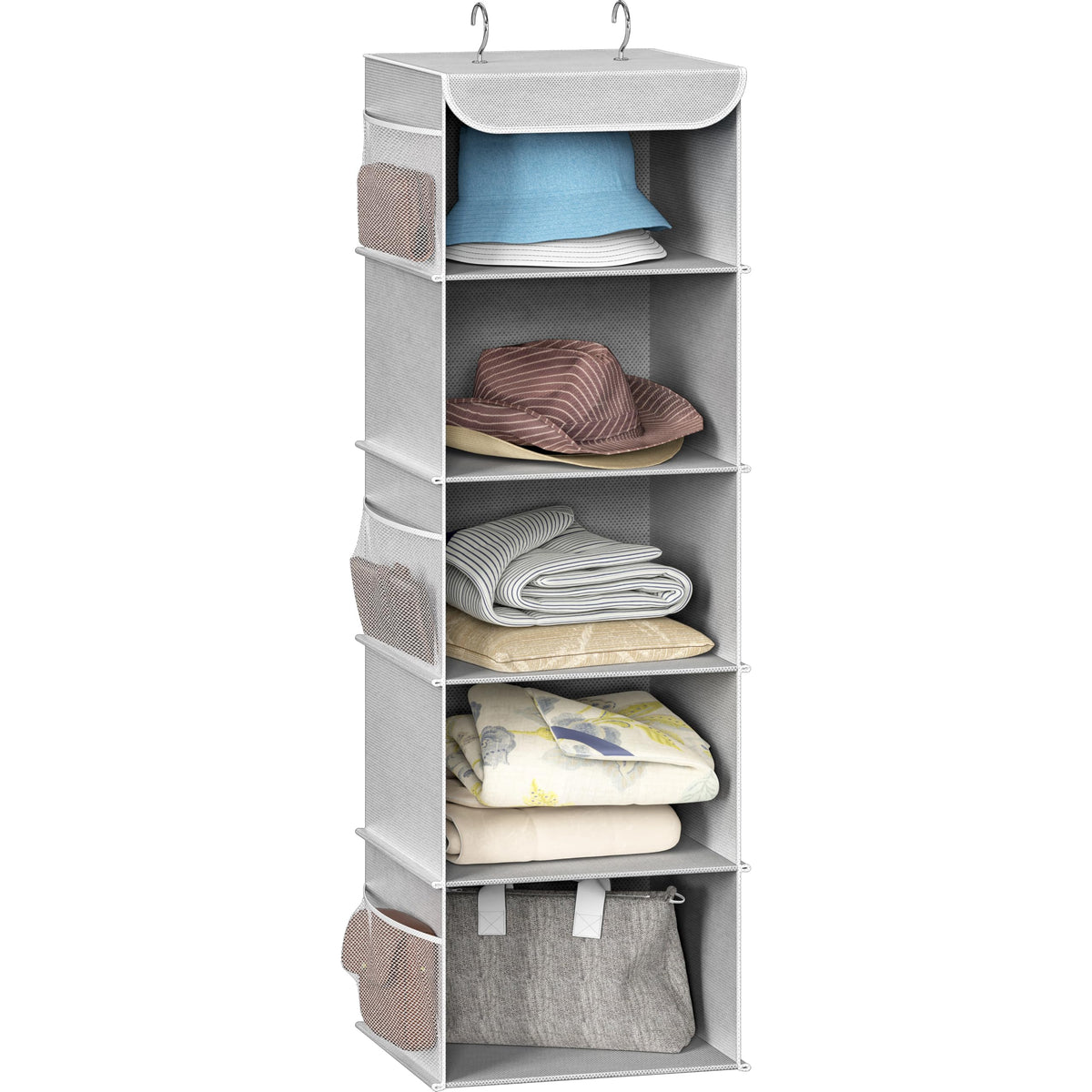 Simple Houseware 5 Shelf Hanging Closet Organizer, Gray