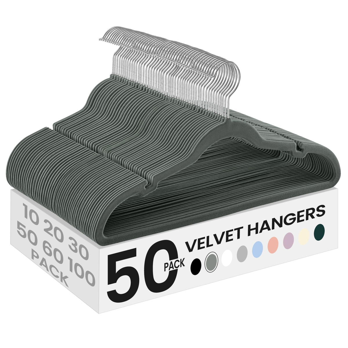 SONGMICS Velvet Hangers 50 Pack, Non-Slip Clothes Hangers, Space-Saving
