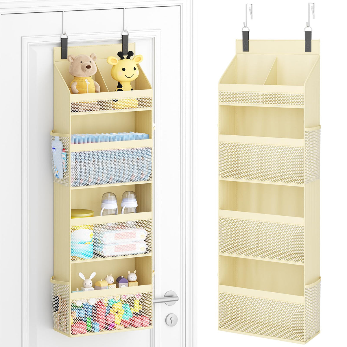 Lifewit 4 Tier Over the Door Organizer, Diaper Hanging Storage, Gray