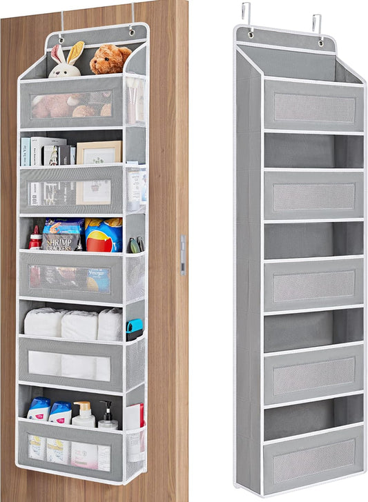 JARLINK Over the Door Organizer for Bedroom, Pantry, Bathroom, 5 Shelf Grey