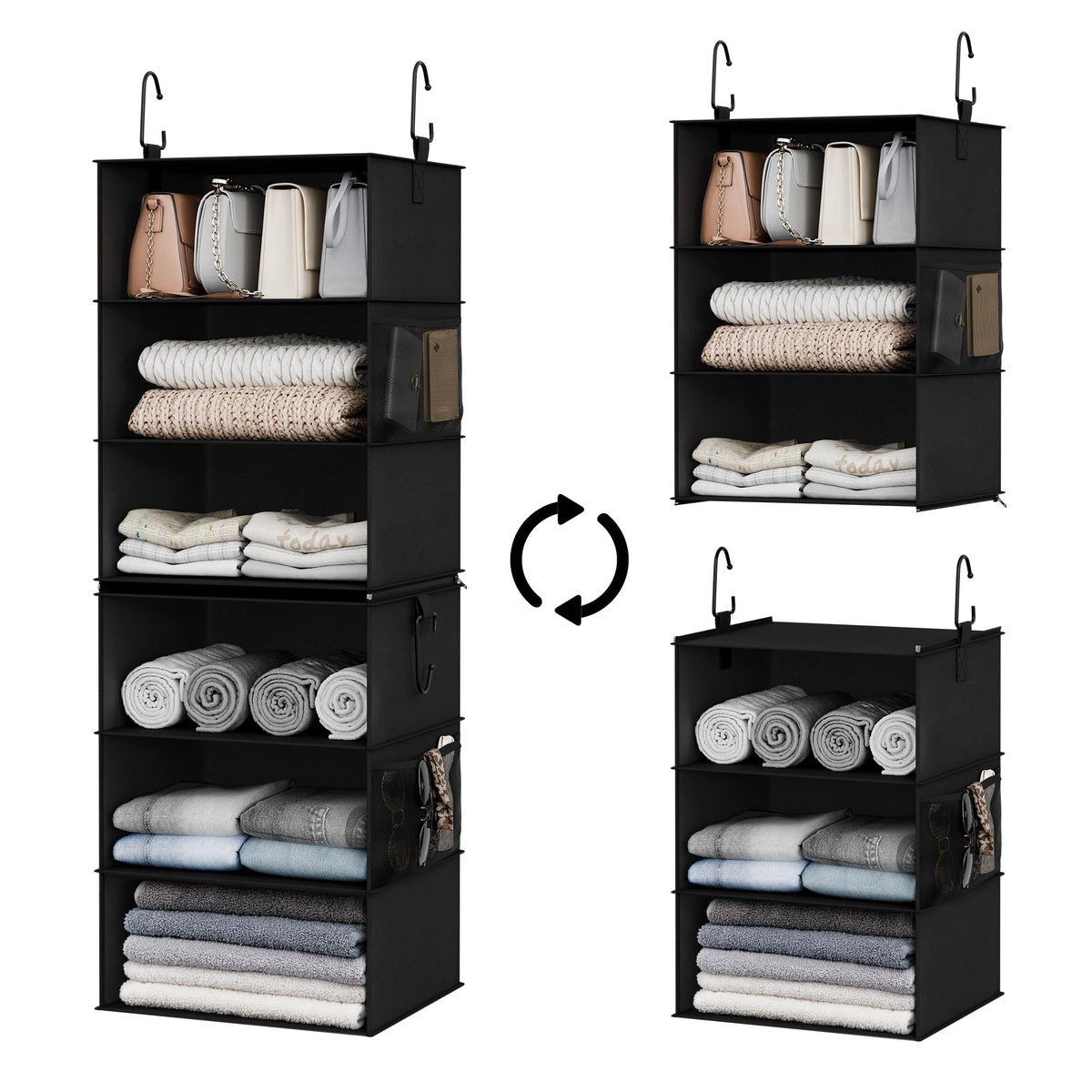StorageWorks Hanging Closet Organizer, 6-Shelf with 2-in-1 Design, Ivory
