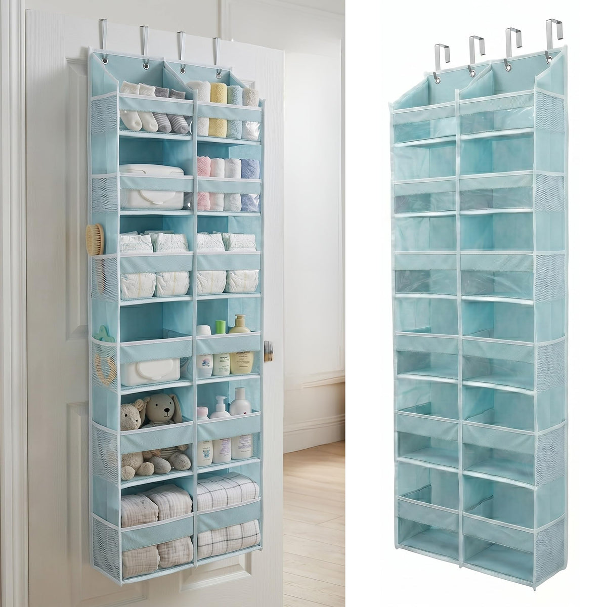 HOMELUX THEORY Over the Door Organizer, 6-Tier, 100D Fabric, Ivory 1pc