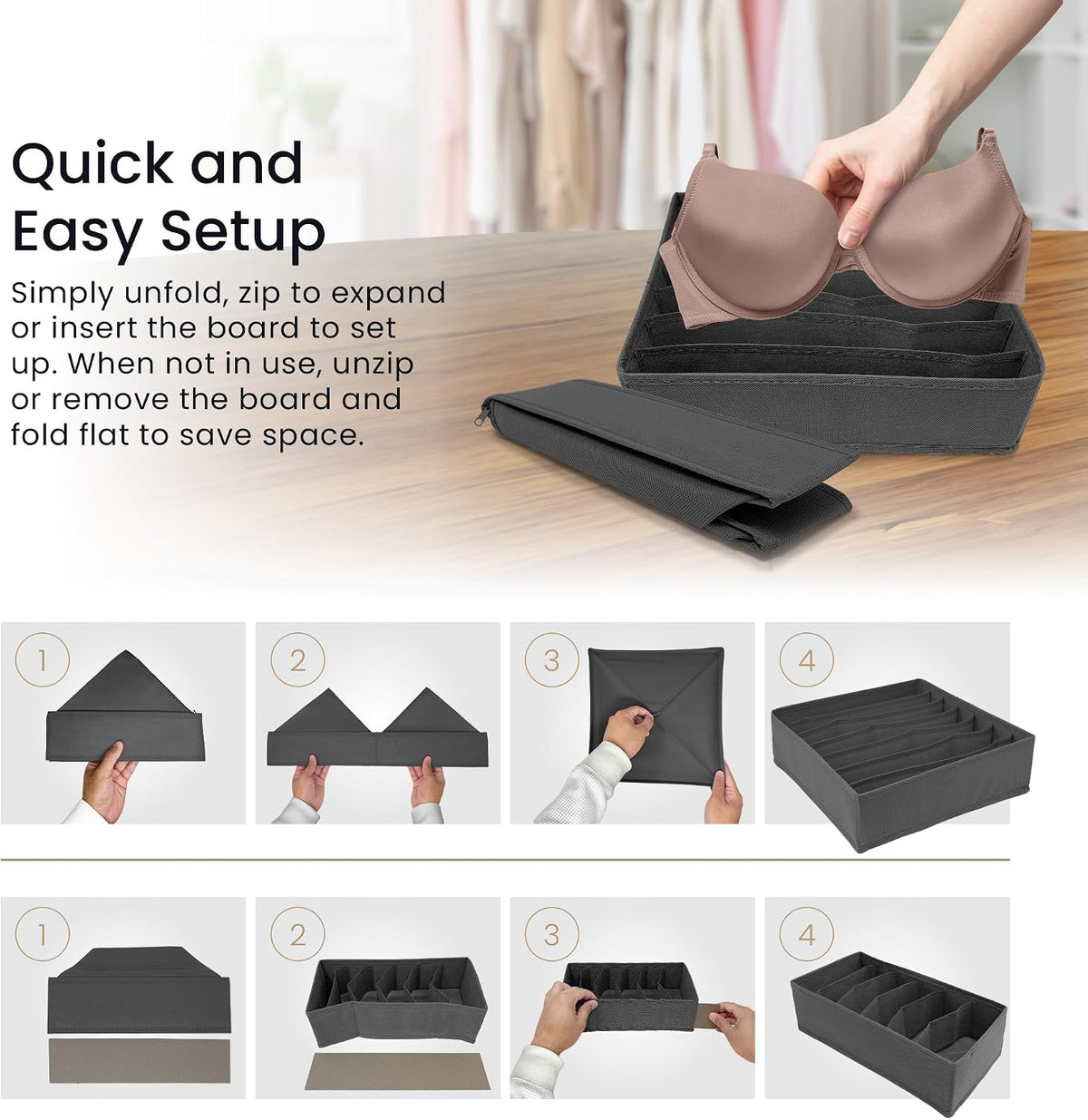 Reli. Sock Organizer (14 Pack) | 132 Cell Underwear Organizer | Gray