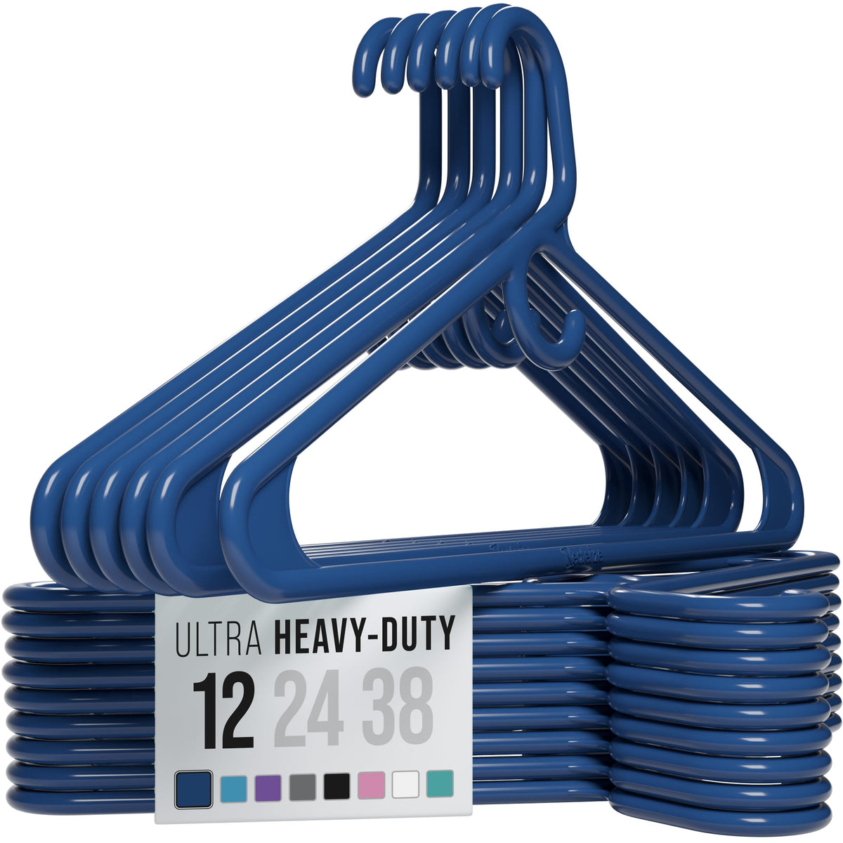 NEATERIZE Thick Heavy Duty Hangers - White Plastic Clothes Hangers 12 Pack - Great for Coat Hanger, Jackets Jeans & Suit Hanger for Closet - New Apartment Essentials Percheros Ganchos para Colgar Ropa