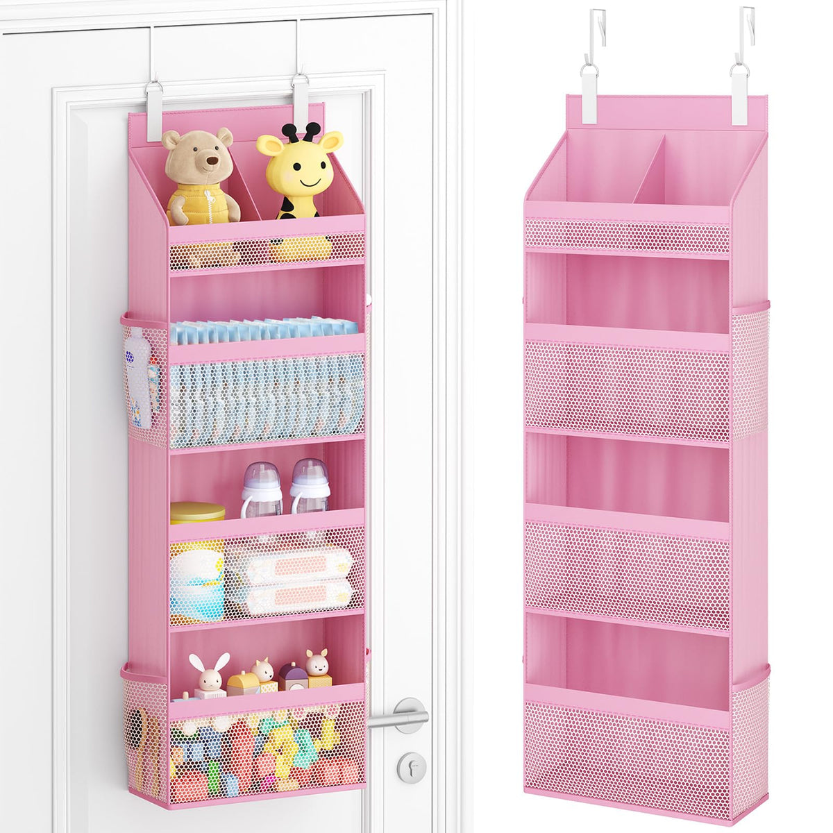 Lifewit 4 Tier Over the Door Organizer, Diaper Hanging Storage, Gray