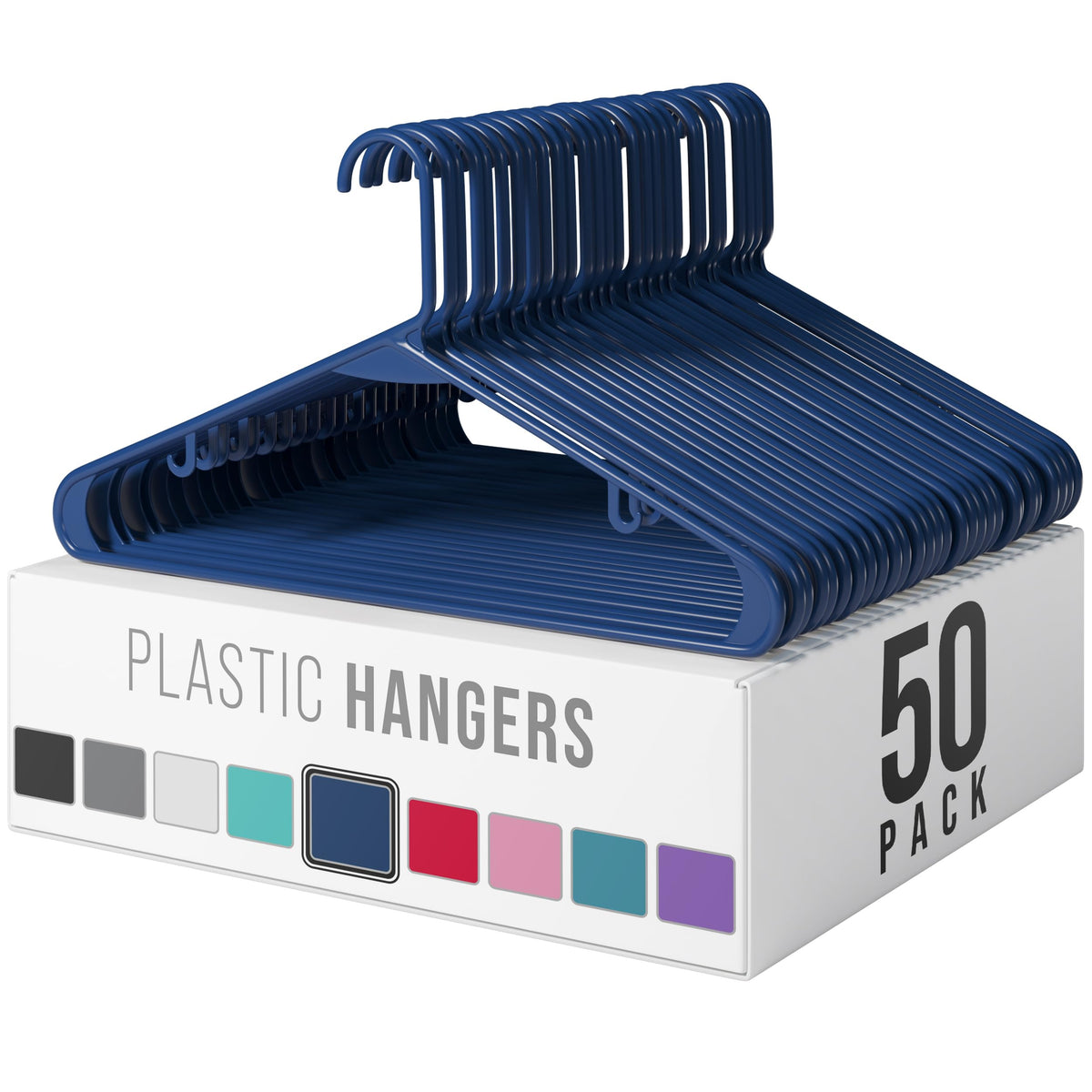 Plastic Hangers 50 Pack Black - Clothes Hangers - Makes The Perfect Coat Hanger and General Space Saving Hangers for Closet and New Apartment Essentials - Percheros Ganchos para Colgar Ropa Hangars