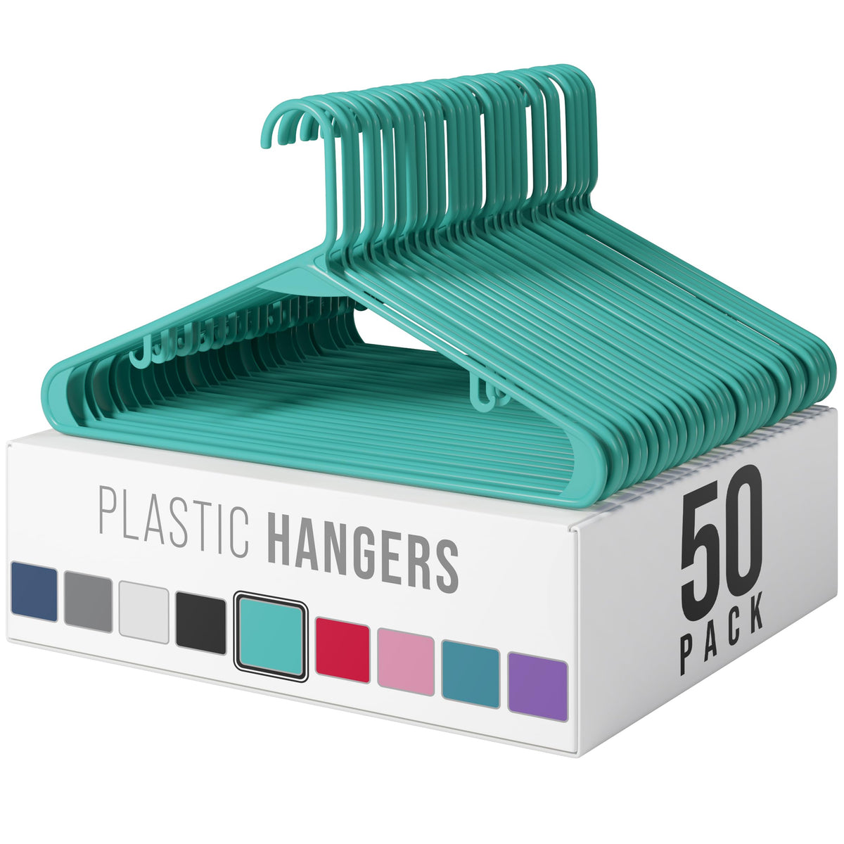 Plastic Hangers 50 Pack Black - Clothes Hangers - Makes The Perfect Coat Hanger and General Space Saving Hangers for Closet and New Apartment Essentials - Percheros Ganchos para Colgar Ropa Hangars