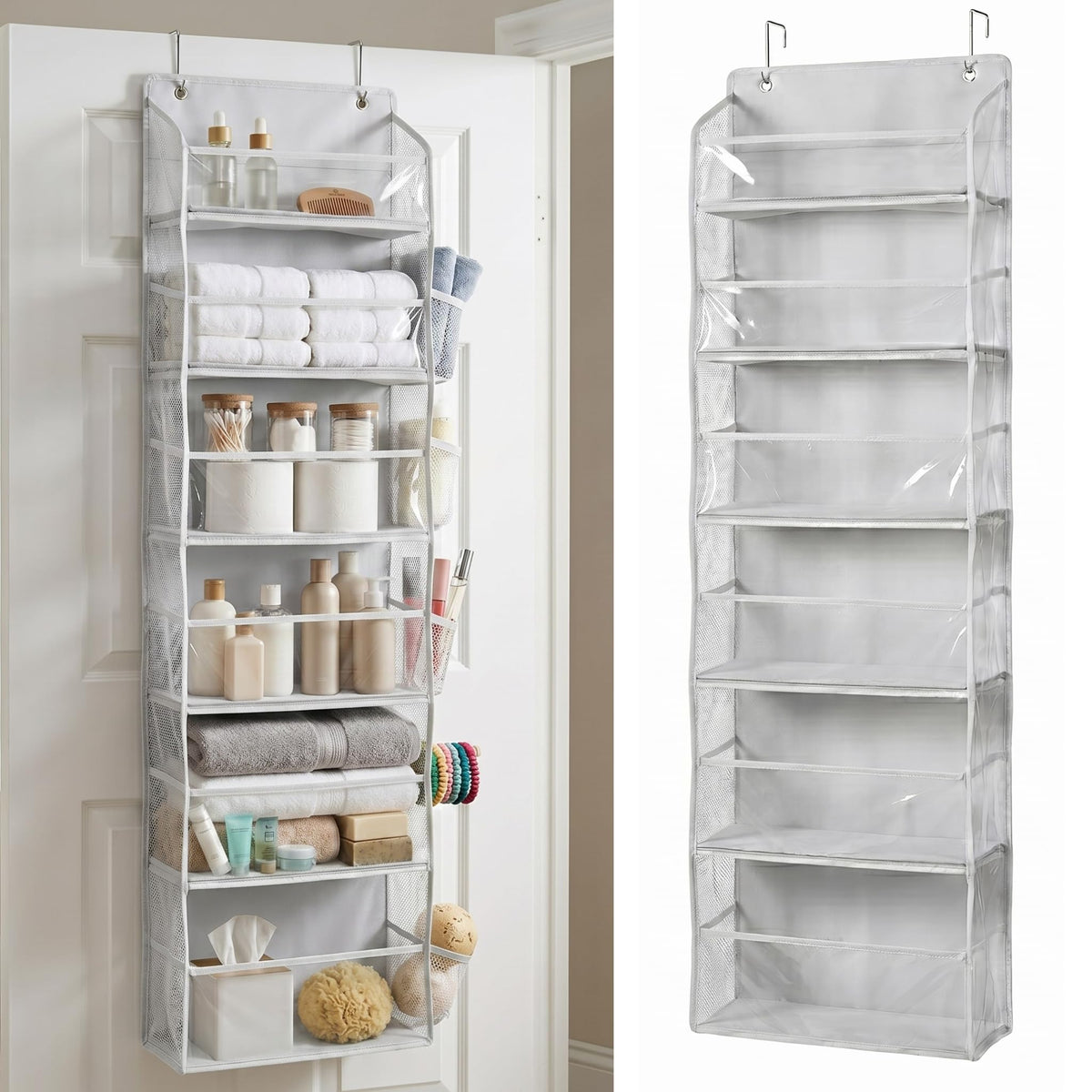 HOMELUX THEORY Over the Door Organizer, 6-Tier, 100D Fabric, Ivory 1pc