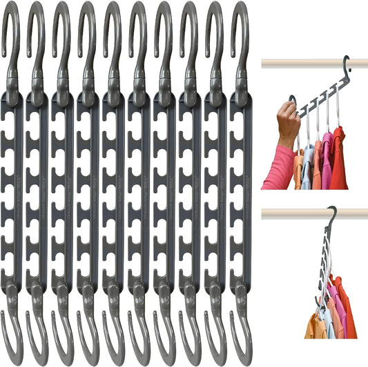 Wonder Hanger Max Space Saving Closet Hangers, 10-Pack, 360° Swivel, Grey