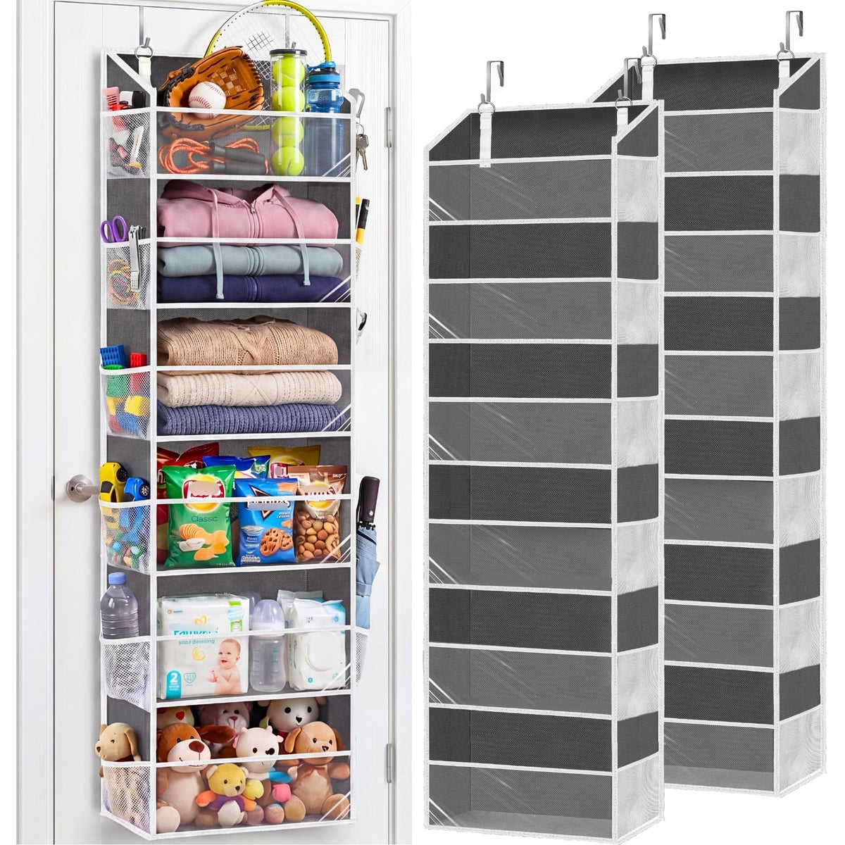 Ofiray-home 5-Tier Over Door Organizer, 10-Compartment Wide Storage Rack