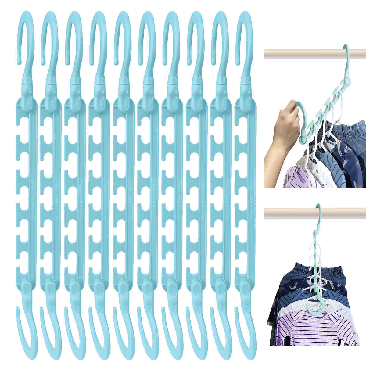 Wonder Hanger Max Space Saving Closet Hangers, 10-Pack, 360° Swivel, Grey
