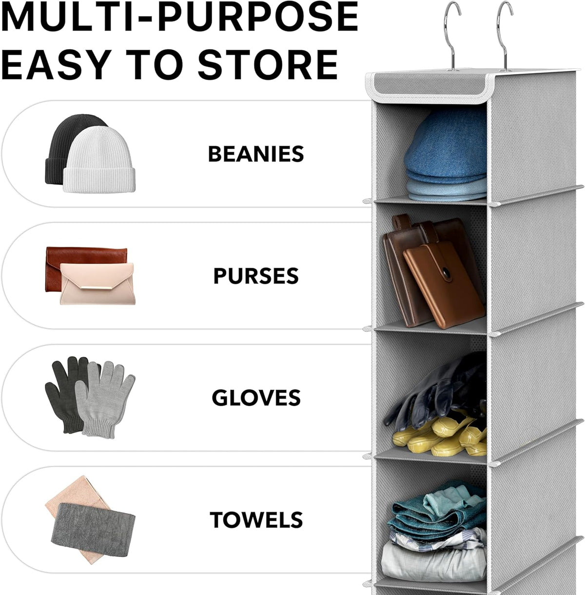 Simple Houseware 10 Shelves Closet Hanging Shoe Organizer, Gray