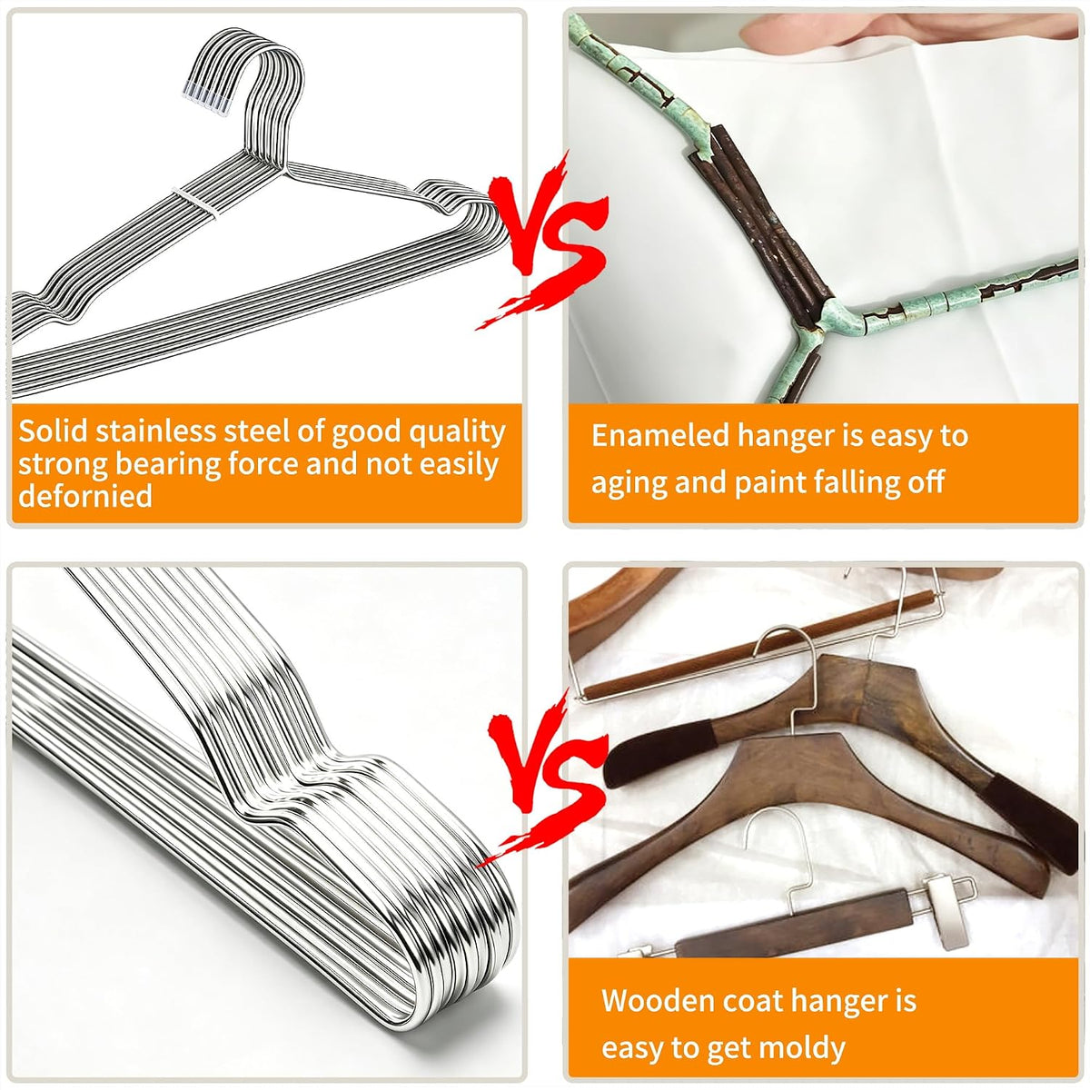 TIMMY 40 Pack Stainless Steel Wire Clothes Hangers, 16.5 in, Silver