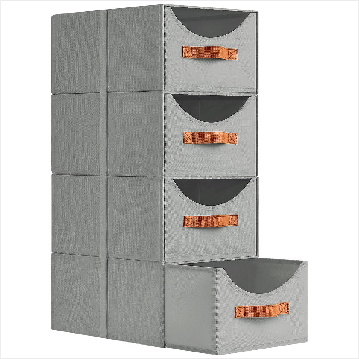 Homsorout Stackable Storage Drawers - Collapsible Storage Bins with Drawers, 4 Pack Closet Shelf Organizer Basket, Fabric Pull Out Organizer for Bedroom, Living Room, Dorm, Beige
