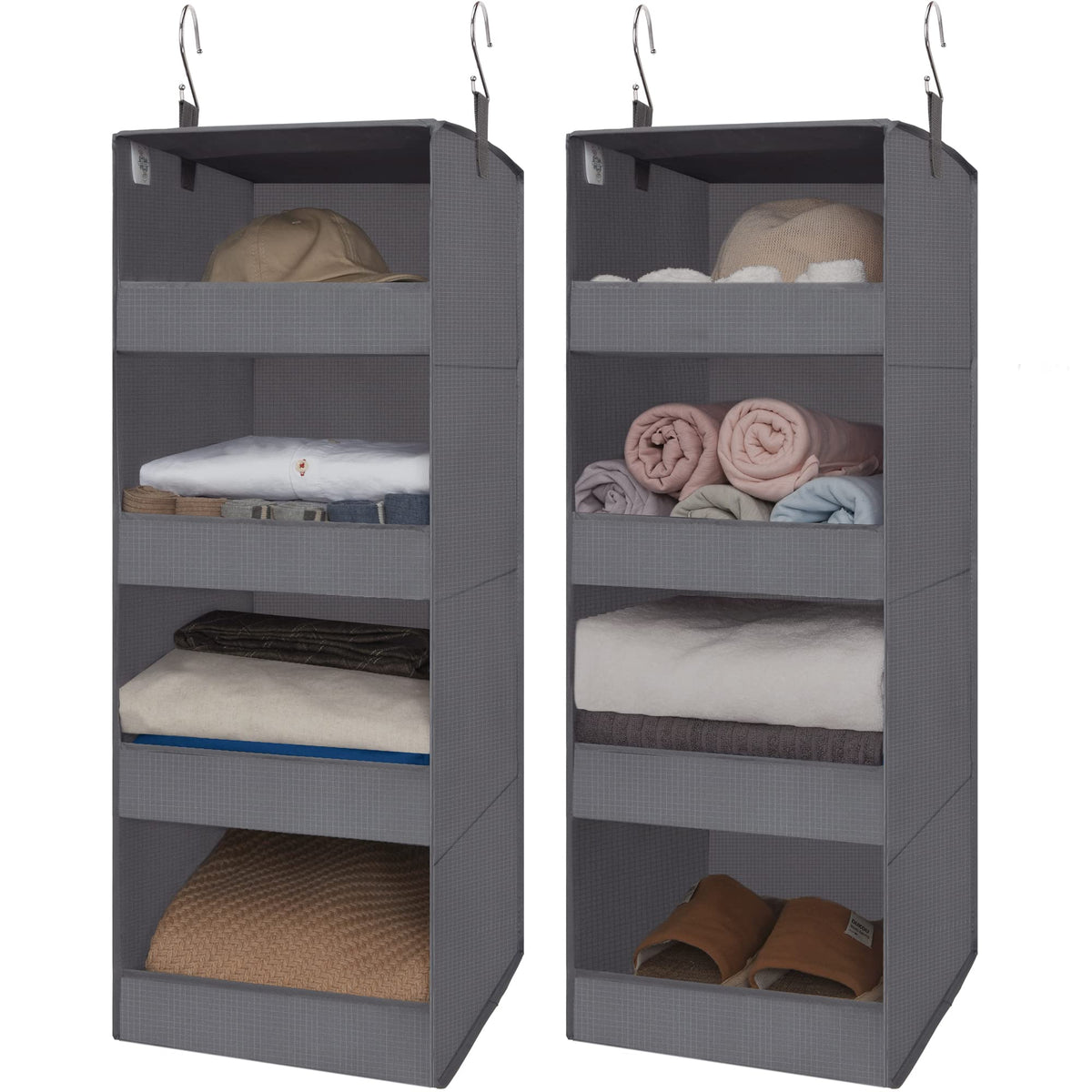 GRANNY SAYS 3-Shelf Hanging Closet Organizer, Foldable Storage, Gray