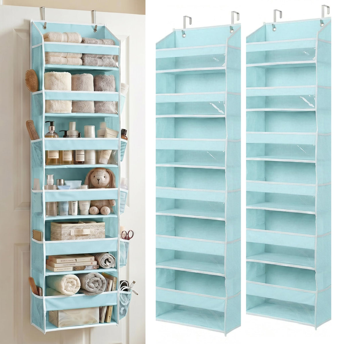 HOMELUX THEORY Over the Door Organizer, 6-Tier, 100D Fabric, Ivory 1pc