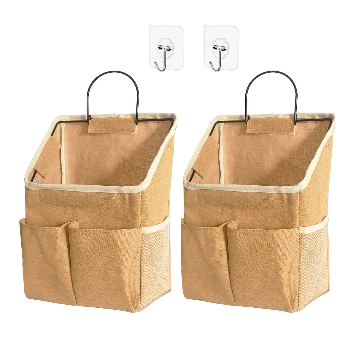2 Pack Wall Hanging Storage Bag,Wall Hanging Organizer with Pockets, Hanging storage basket for Dormitory Bathroom Bedroom (Grey-upgraded)