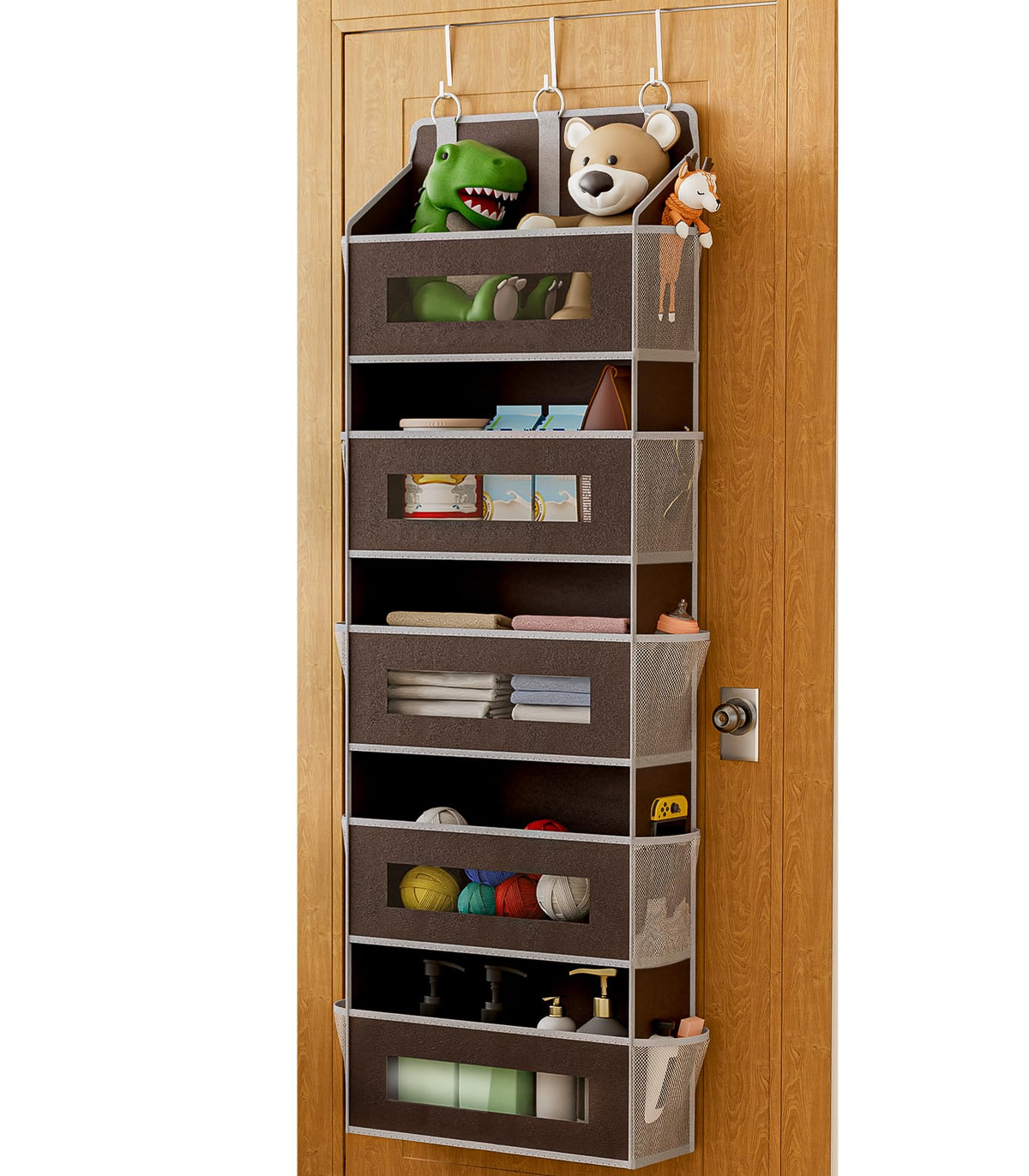 2 Pack 5 Tier Over the Door Organizer for Bathroom, Bedroom, Pantry, Grey
