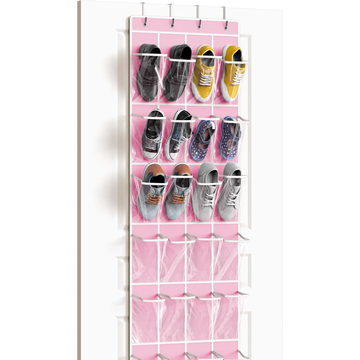 Simple Houseware 24 Pockets Clear Over the Door Shoe Organizer, Gray