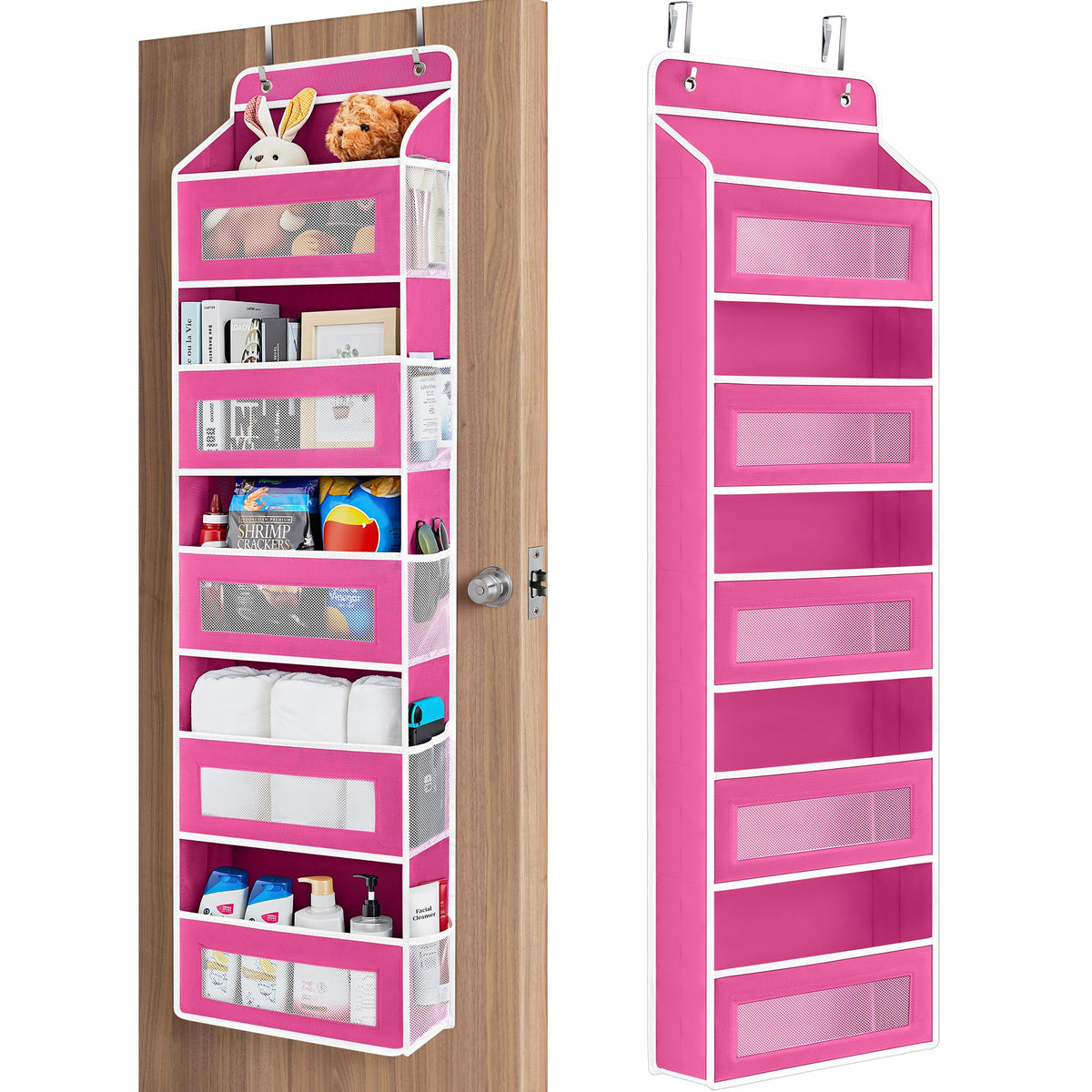 JARLINK Over the Door Organizer for Bedroom, Pantry, Bathroom, 5 Shelf Grey