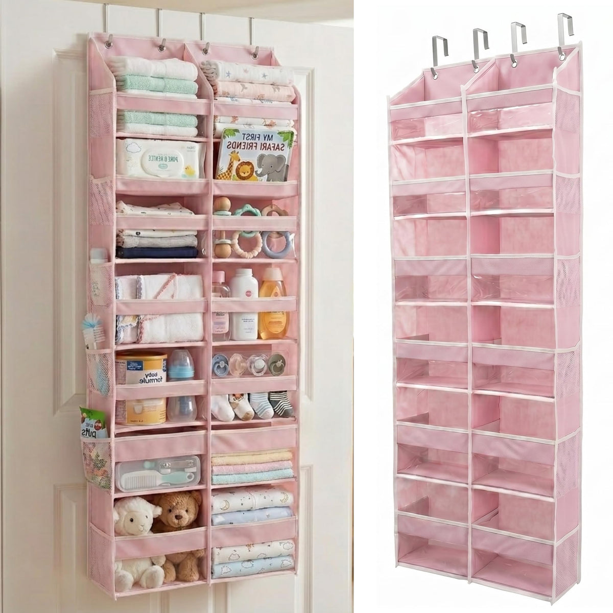 HOMELUX THEORY Over the Door Organizer, 6-Tier, 100D Fabric, Ivory 1pc