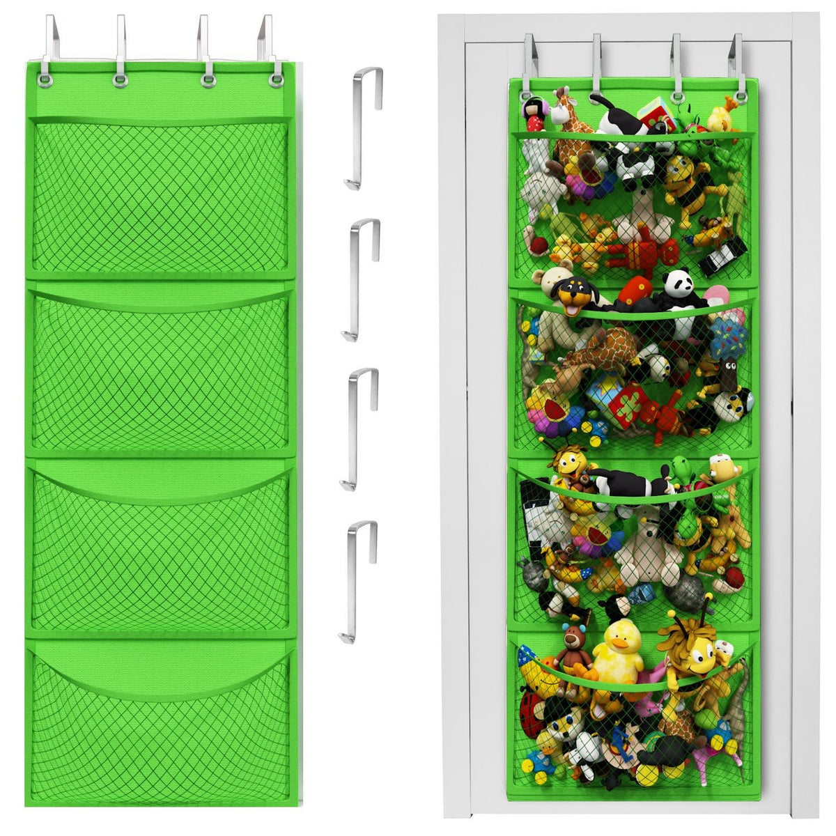 Honeyera The Original Stuffed Animal Storage (Patented) - Over Door Organizer for Stuffies, Baby Ideas Holder, Toy Plush Hammock Hanging Net Big Girls Toddler Large Bag Animals Stuffy Behind