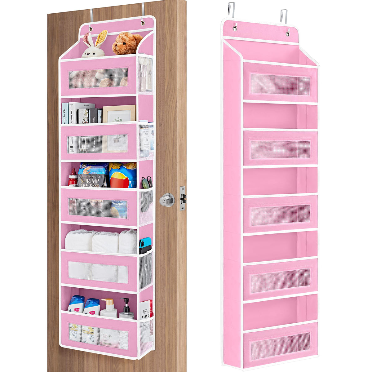 JARLINK Over the Door Organizer for Bedroom, Pantry, Bathroom, 5 Shelf Grey