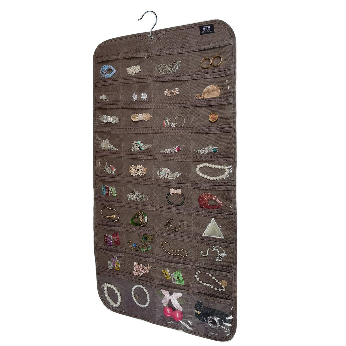 BB Brotrade Hanging Jewelry Organizer,Accessories Organizer,80 Pocket Organizer for Holding Jewelries（Beige）