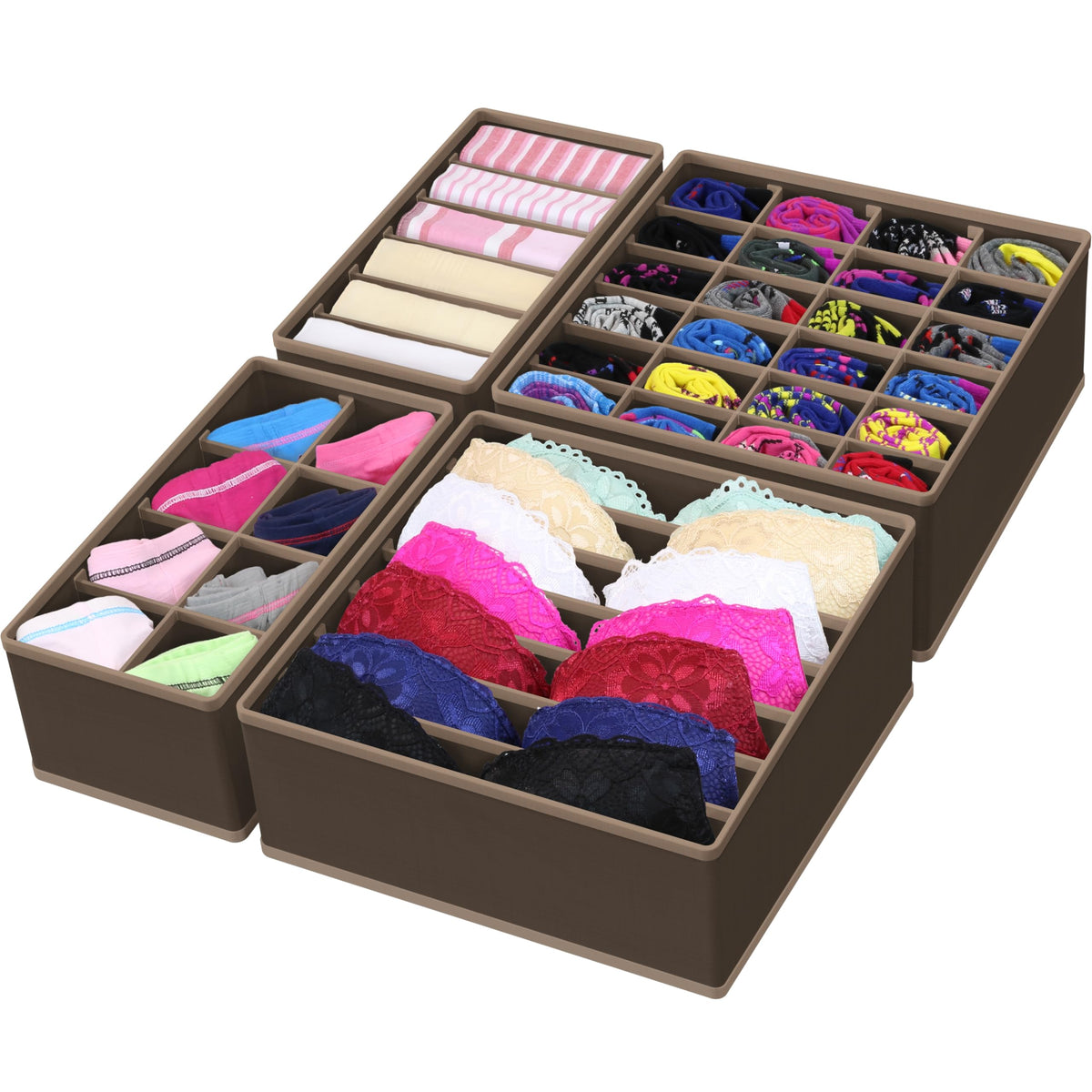 Simple Houseware 4-Pack Drawer Organizer Set for Underwear/Socks/Bra, Gray