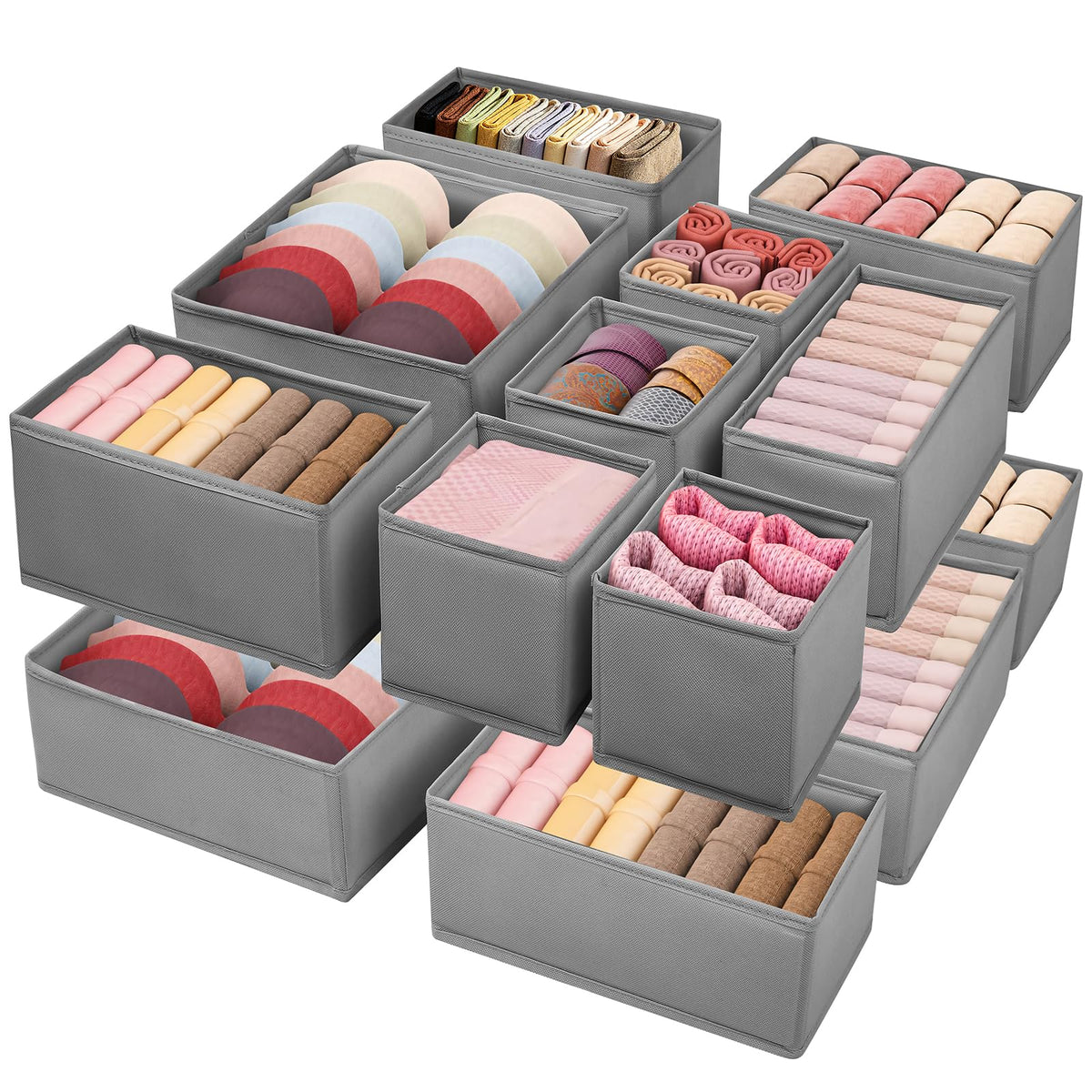 Drawer Clothing Organizer 16-Pack,Fabric Pink Underwear Dividers