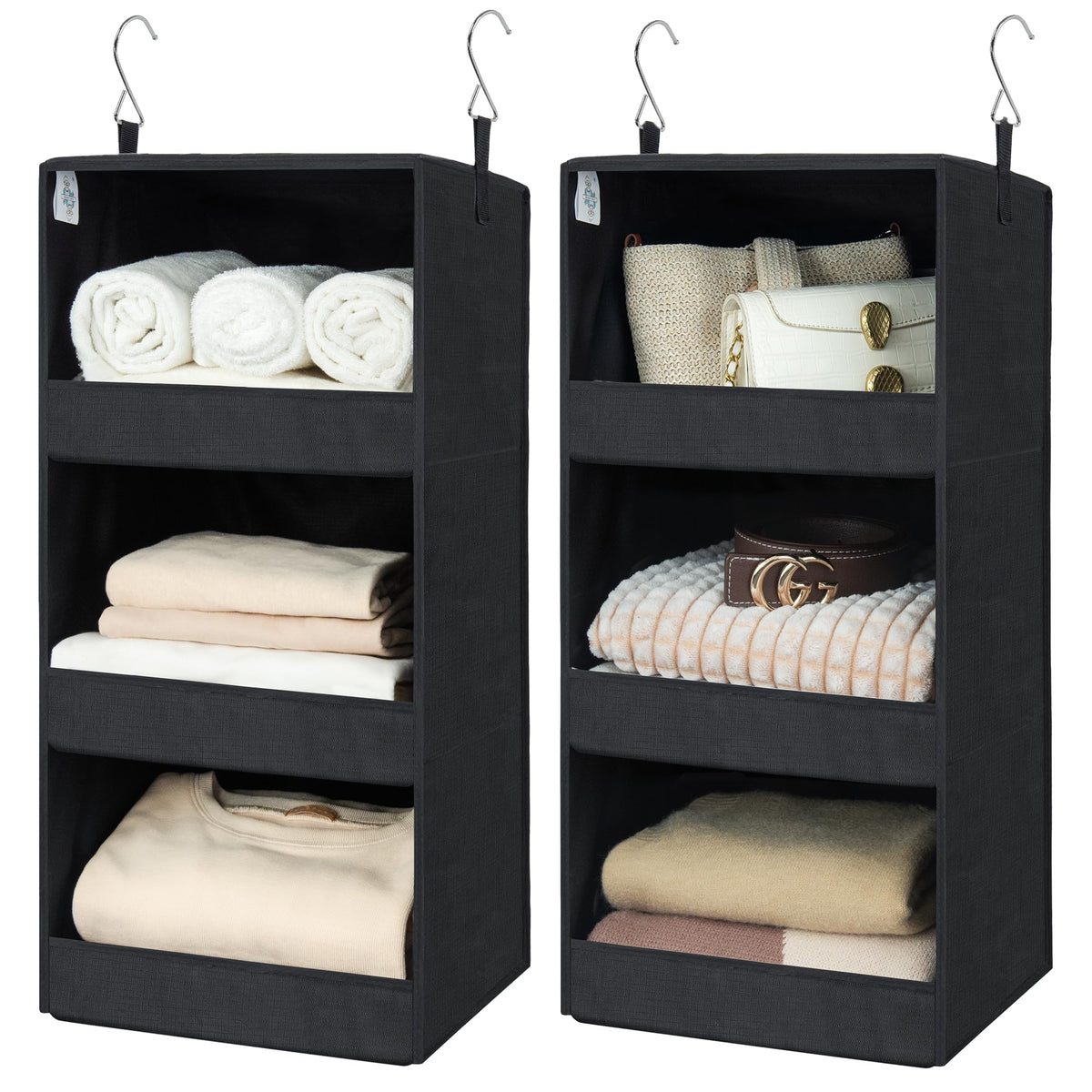 GRANNY SAYS 3-Shelf Hanging Closet Organizer, Foldable Storage, Gray