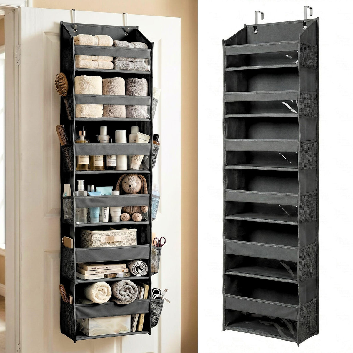 HOMELUX THEORY Over the Door Organizer, 6-Tier, 100D Fabric, Ivory 1pc