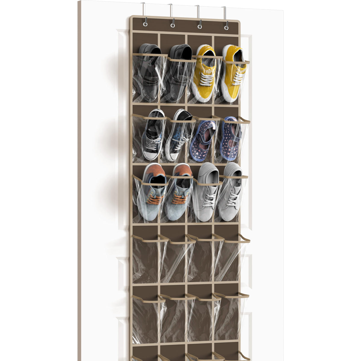 Simple Houseware 24 Pockets Clear Over the Door Shoe Organizer, Gray