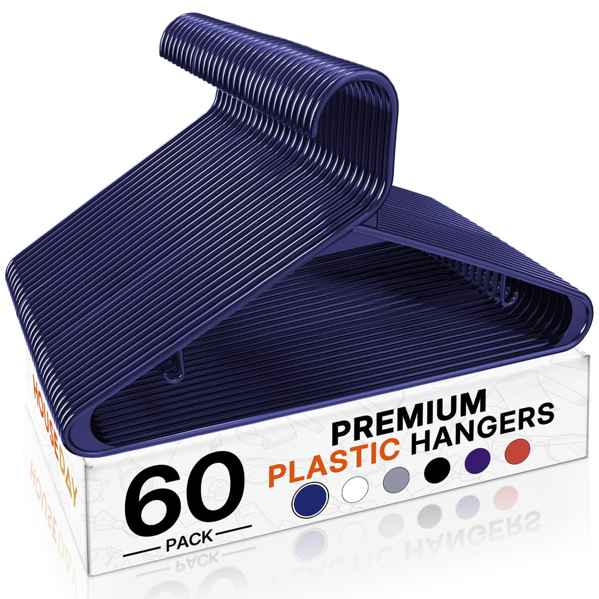 HOUSE DAY Black Plastic Hangers 16 Pack, Slim Space-Saving Clothes Hangers